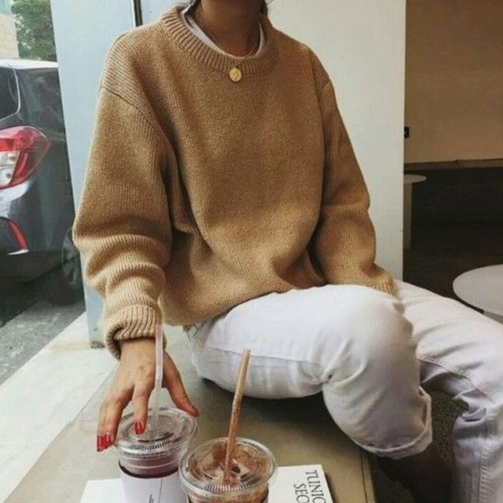 #12 Tan Slouchy Sweater Vibes